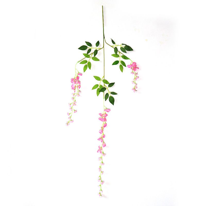 Wholesale of artificial wisteria flowers for the living room, plastic wisteria, green leaf wisteria, and wedding decoration details Picture
