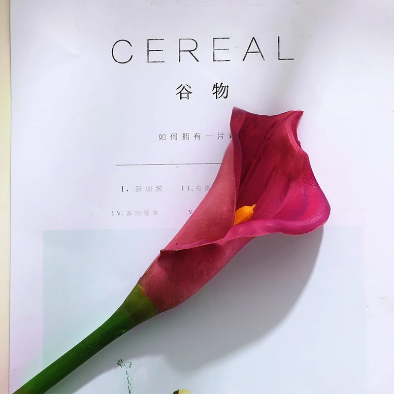 Wholesale pu artificial flower decoration, tactile PU artificial rolled edge small calla lily from the manufacturer detail image 8