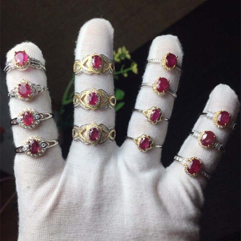 The bright crystal jewelry is made of natural ruby 925 silver and set with an open ring. It is exquisitely crafted and offers high cost performance detail image 1
