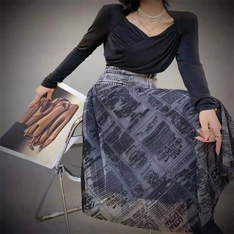 新款时尚潮流设计款上衣衫女早秋2021新款慵懒百搭通类薄款女装高品质女装174