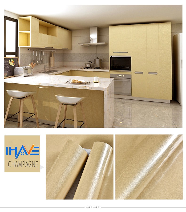 Pearlescent self-adhesive tape with back adhesive, moisture-proof, water-proof, easy to clean, stain-proof, renovation wallpaper, kitchen fume sticker, furniture sticker, cabinet sticker, furniture renovation wardrobe, office desk, door, table, bedroom, living room, 60cm*3m detail image 7