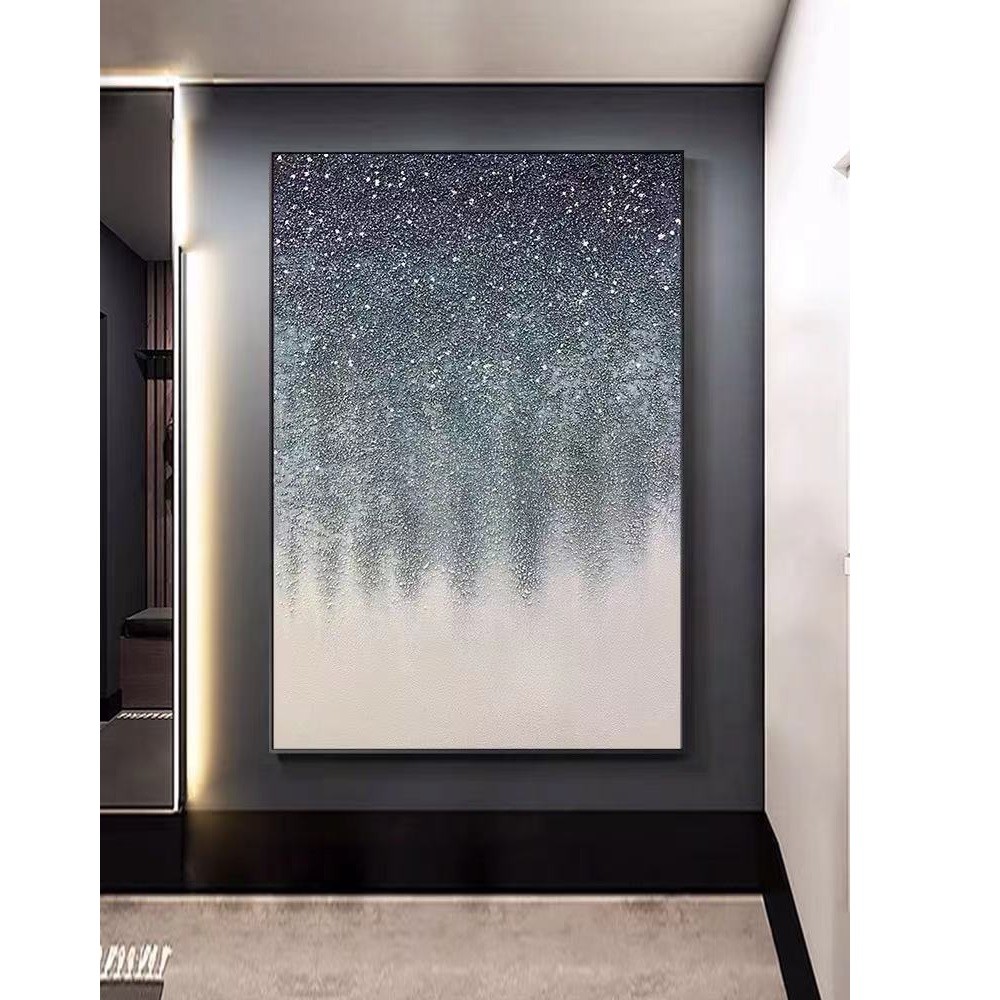 手绘油画北欧抽象竖版挂画入户玄关装饰画卧室餐厅星空壁画后现代详情4