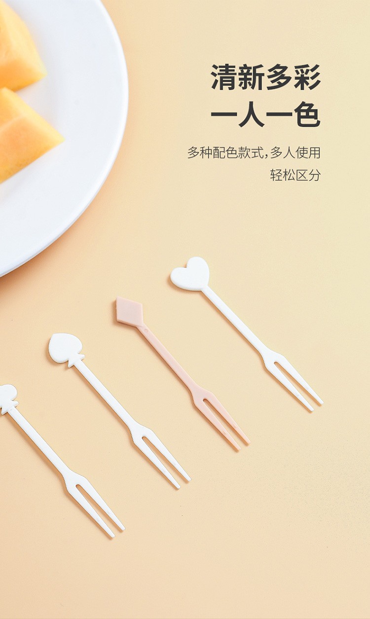 Fruit fork set: Creative and cute home cake fork, disposable plastic small fork detail image 8