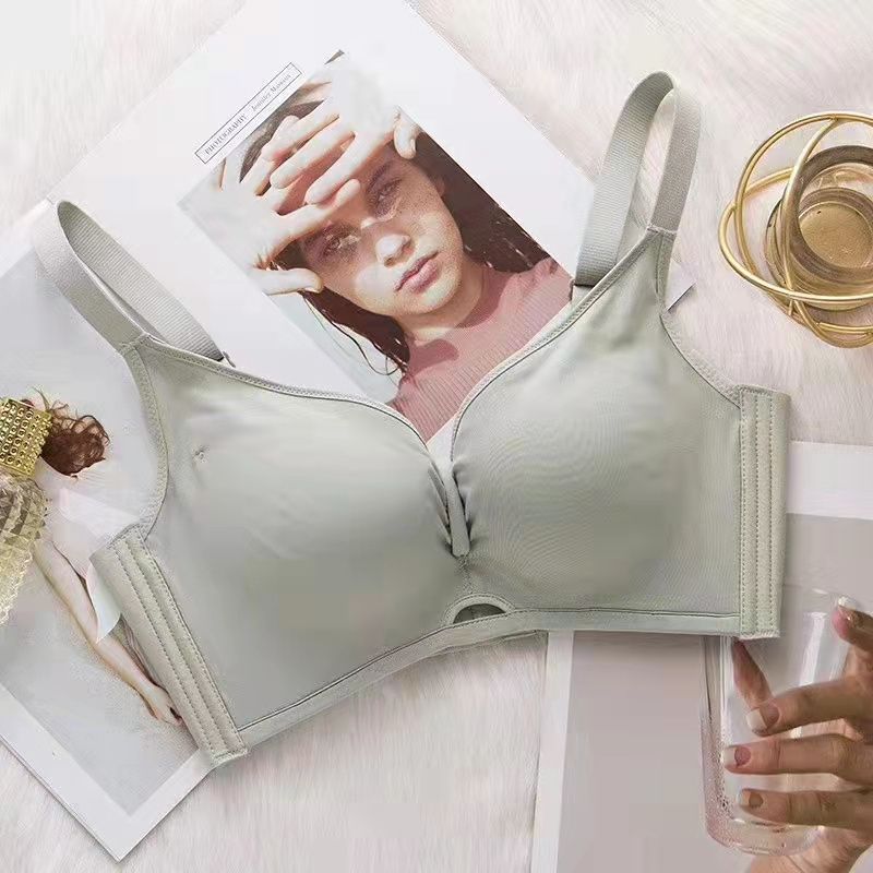 夏季内衣女薄款透气小胸聚拢无钢圈文胸无痕舒适少女蕾丝乳胶胸罩21