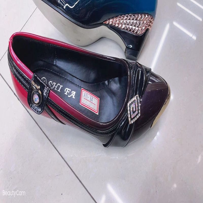 【石发鞋业】外贸批发 外贸批发 女士时尚百搭浅口皮鞋低跟高跟鞋时尚百搭时装鞋女皮鞋SF0633