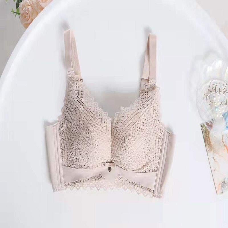 内衣女薄款大胸显小缩胸收副乳防下垂调整型无钢圈文胸罩套装夏季19