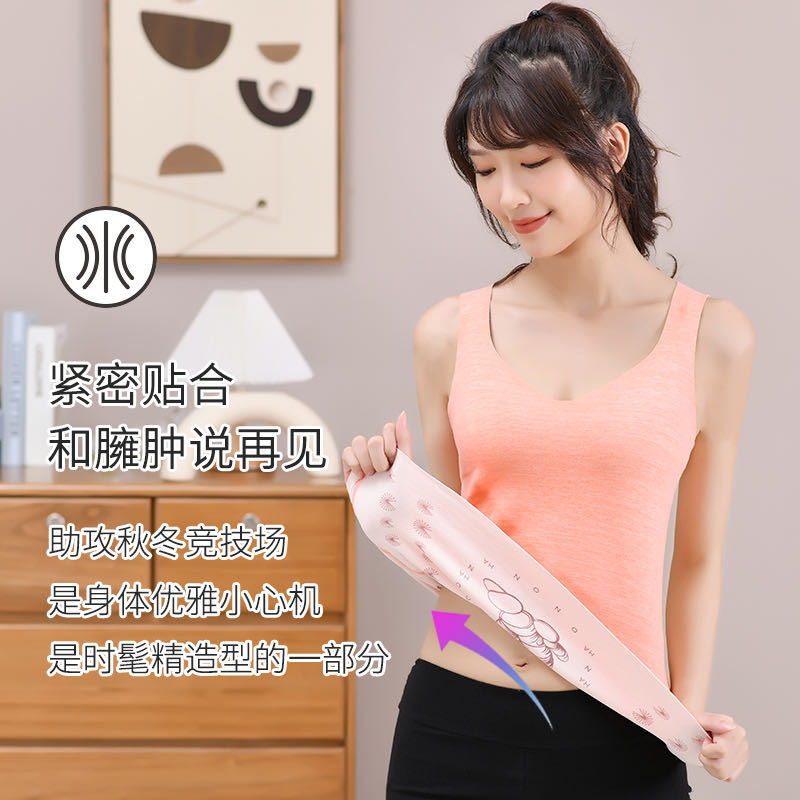 秋冬季自发热无痕德绒背心女保暖纯色T恤时尚裸感吊带打底