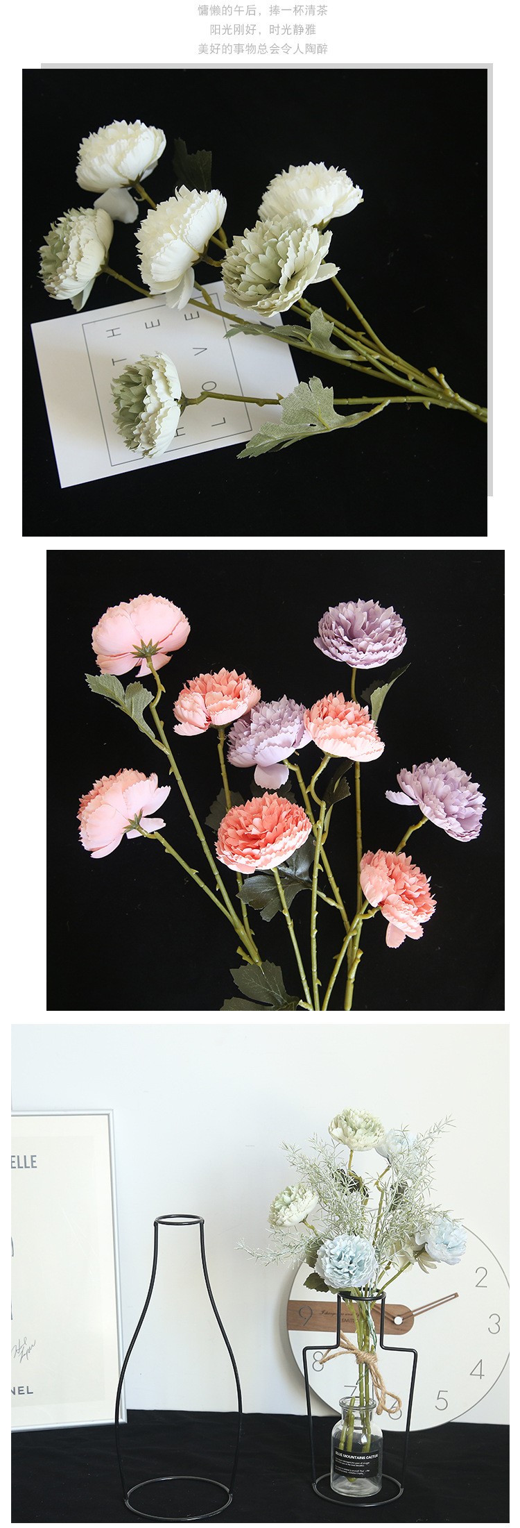 Ins-style macaron 3-head Lu Lian artificial flower manufacturer home decoration wedding hand-held flower wall artificial flowers detail image 9