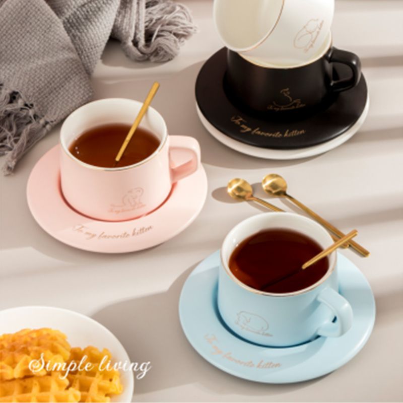 北欧咖啡杯碟勺家用办公室咖啡厅下午茶具套装ins网红陶瓷杯