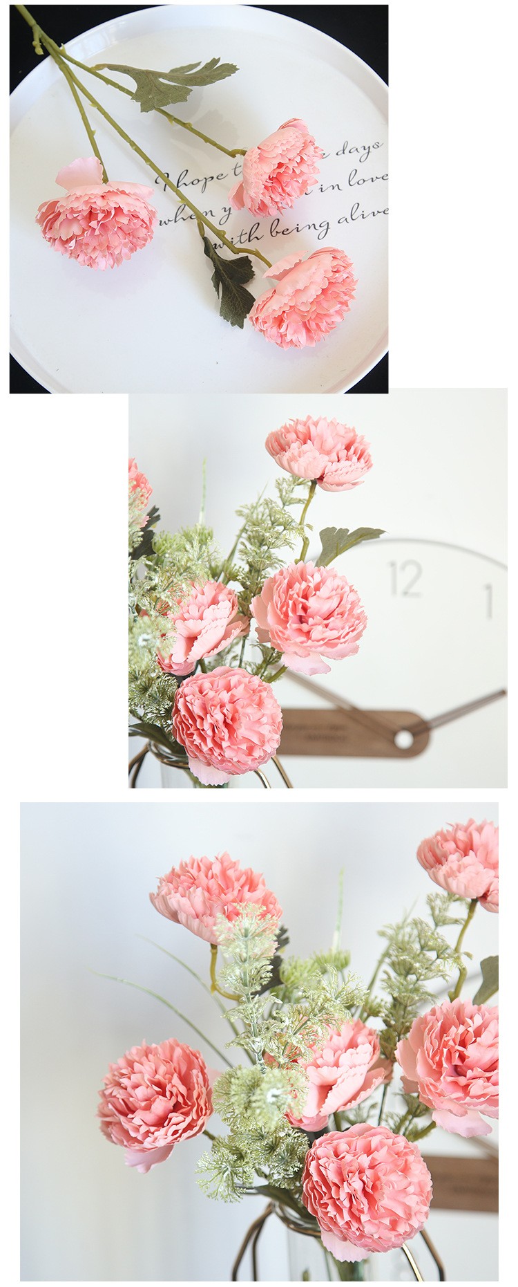 Ins-style macaron 3-head Lu Lian artificial flower manufacturer home decoration wedding hand-held flower wall artificial flowers detail image 12