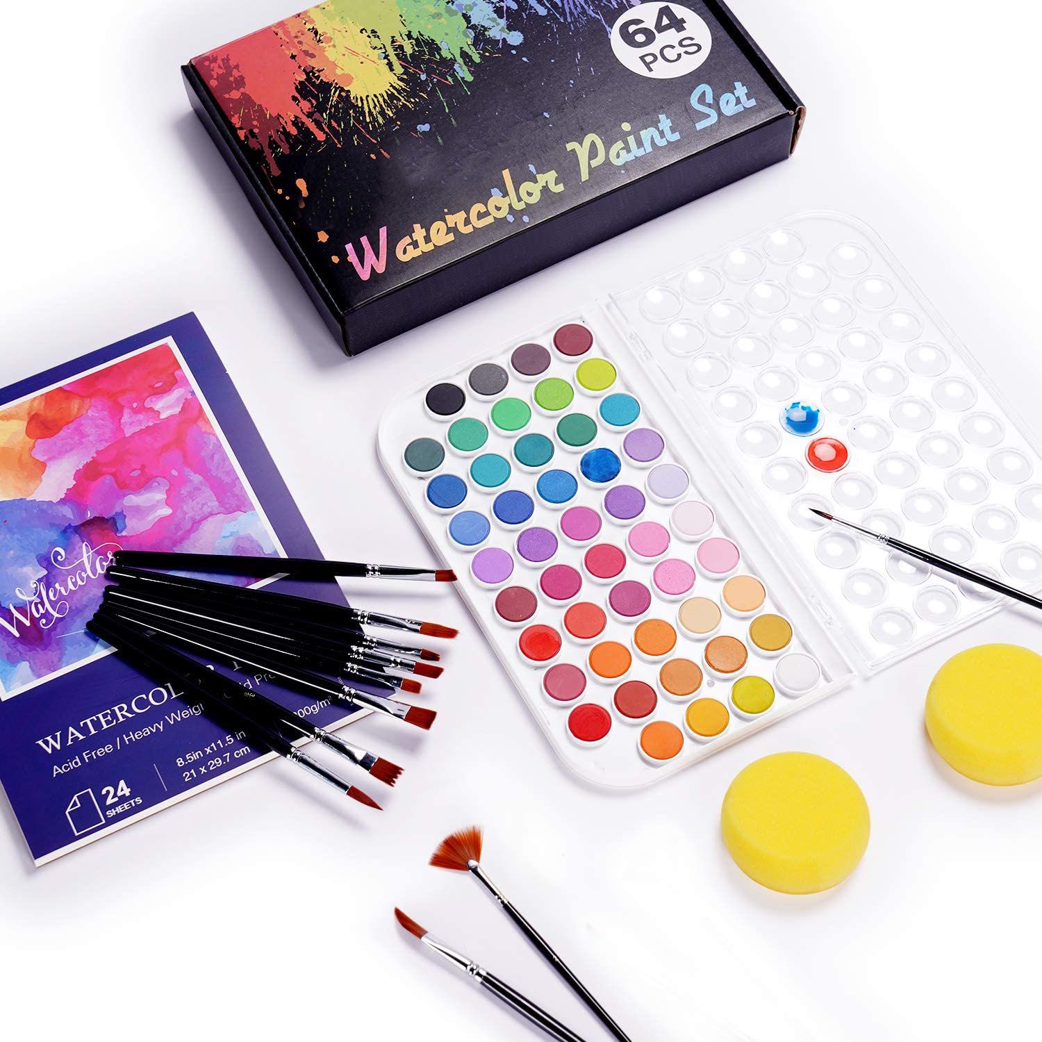 48 color solid color gouache book watercolor book 10 brush sets painting sets thumbnail