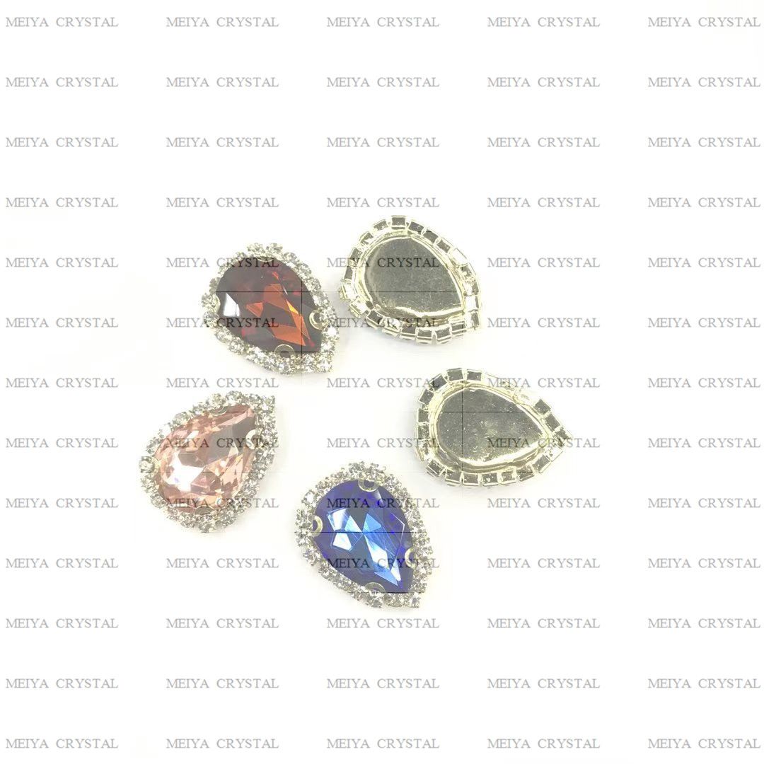 Gold-edged jewelry glass diamond 13*18 water drop color fine glass diamond details Picture