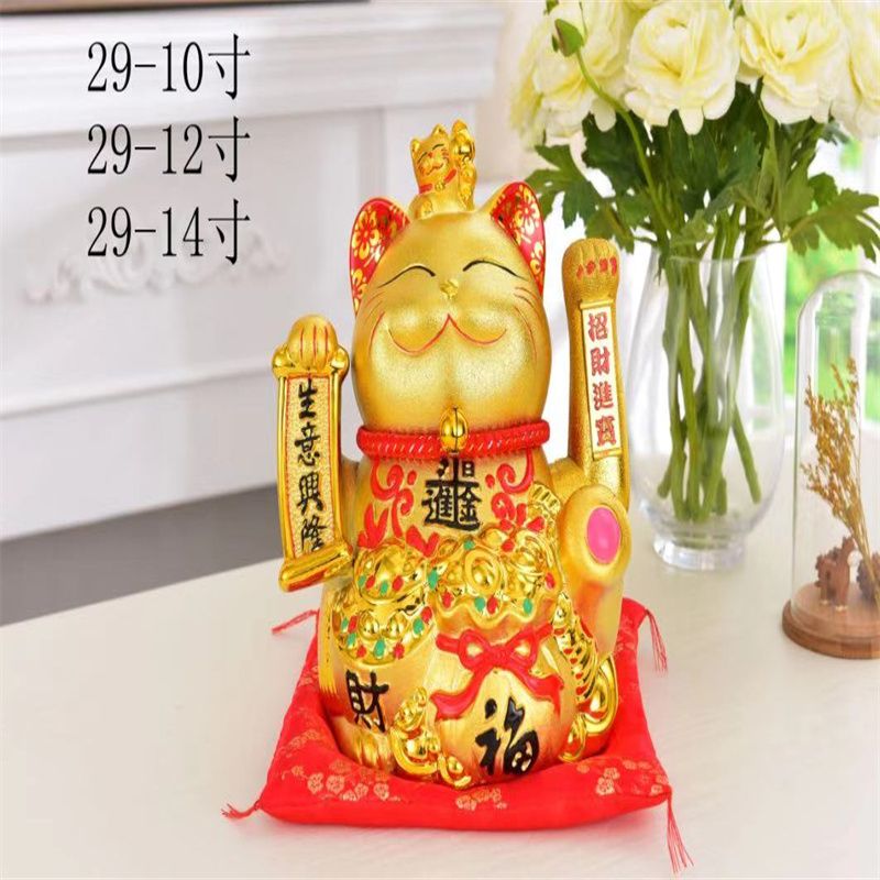 South Tower business is booming Gold Shake hand cat opening gift furniture living room office decor