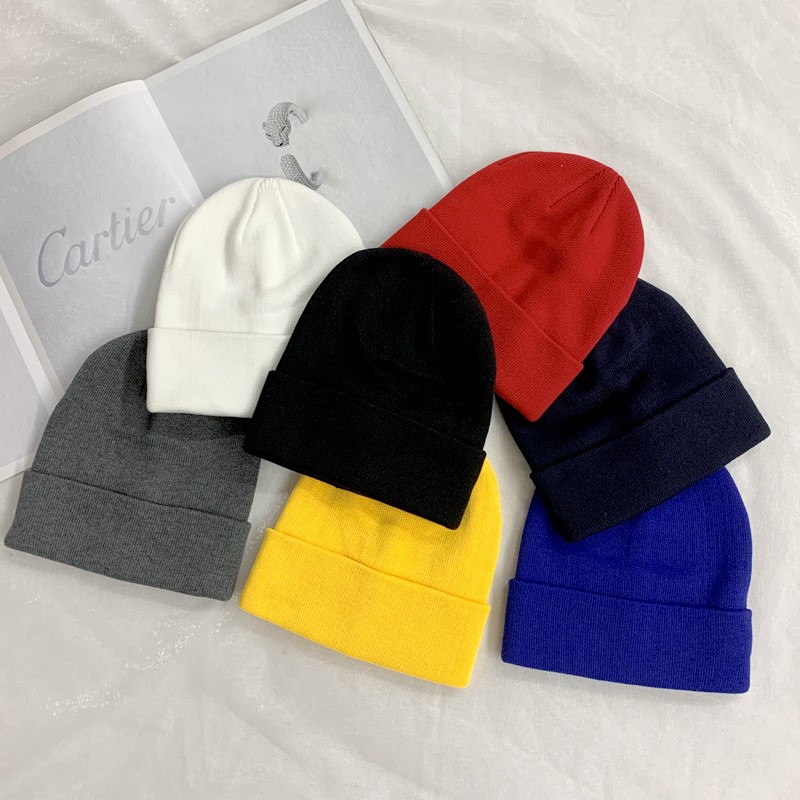 Autumn and winter knitted woolen hats, simple, fashionable and elegant, smooth plate rolled edge hats, Japanese-style Baotou cold hats, European and American trendy ins details Picture