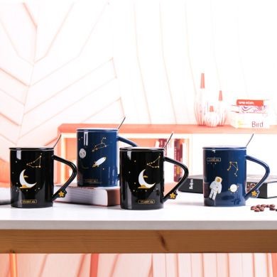 新品陶瓷杯 创意咖啡杯航天星空饮品杯 促销礼品水杯详情1