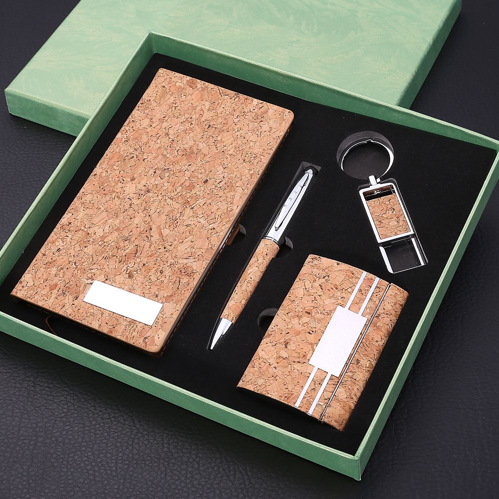 Customized notepad set: notebook + business card holder + keychain + signature pen four-piece set, corporate gift customization Specification image
