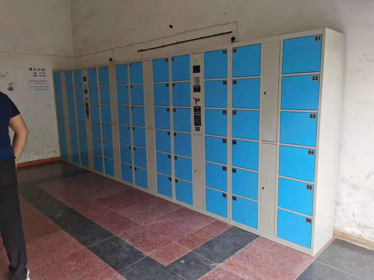 Supermarket lockers, supermarket parcel lockers, electronic parcel lockers, fingerprint model, 36 doors, blue detail image 3