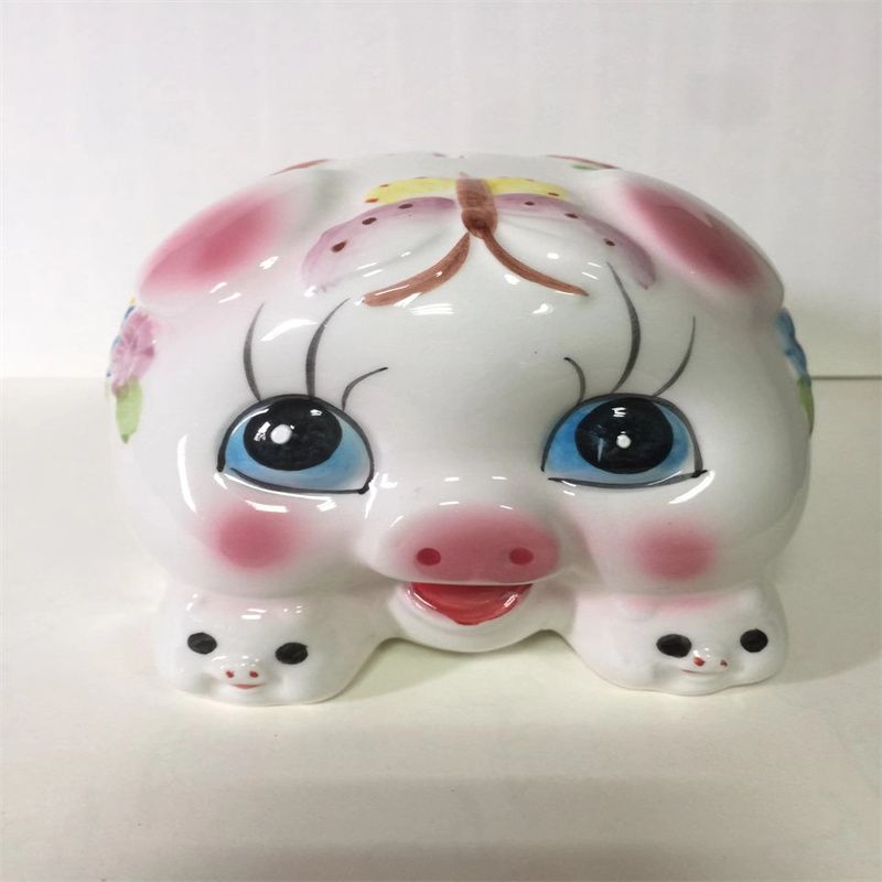 Nantai white porcelain pig color piggy bank cute and playful pig