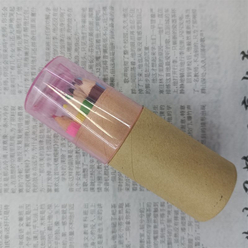 无贴纸3.5寸12色彩色铅笔0.72直径桶装