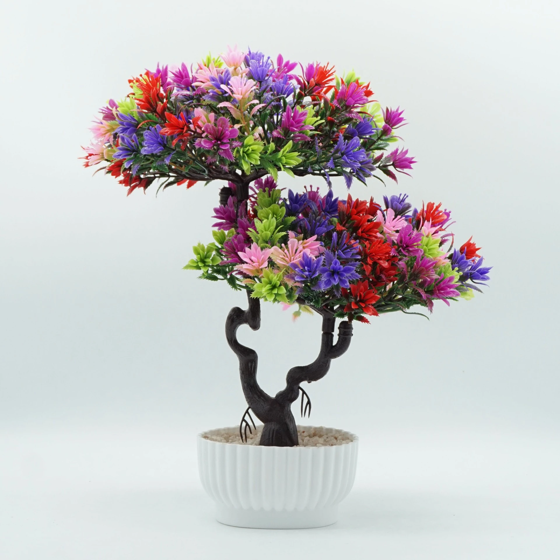 Factory direct sales of new artificial flower ornaments, welcoming pine bonsai, table artificial flower potted plants, home decoration plastic flowers detail image 5