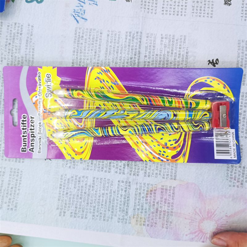 3色7寸吸卡包装带削笔刀铅笔