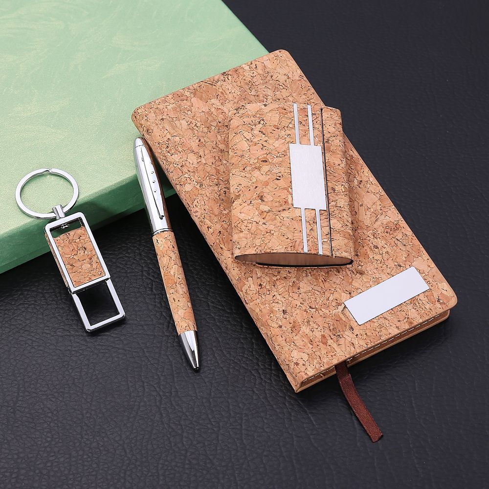 Customized notepad set: notebook + business card holder + keychain + signature pen four-piece set, corporate gift customization Application Scenario