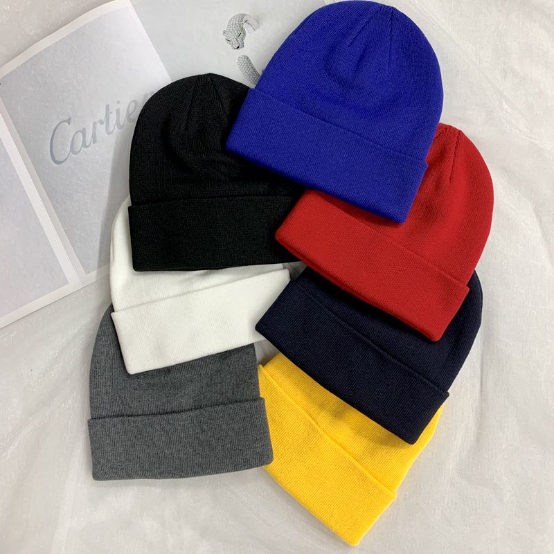 Autumn and winter knitted woolen hats, simple, fashionable and elegant, smooth plate rolled edge hats, Japanese-style Baotou cold hats, European and American trendy ins full figure