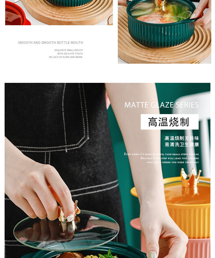 Creative 7-inch colored glazed ceramic bowl detail image 5