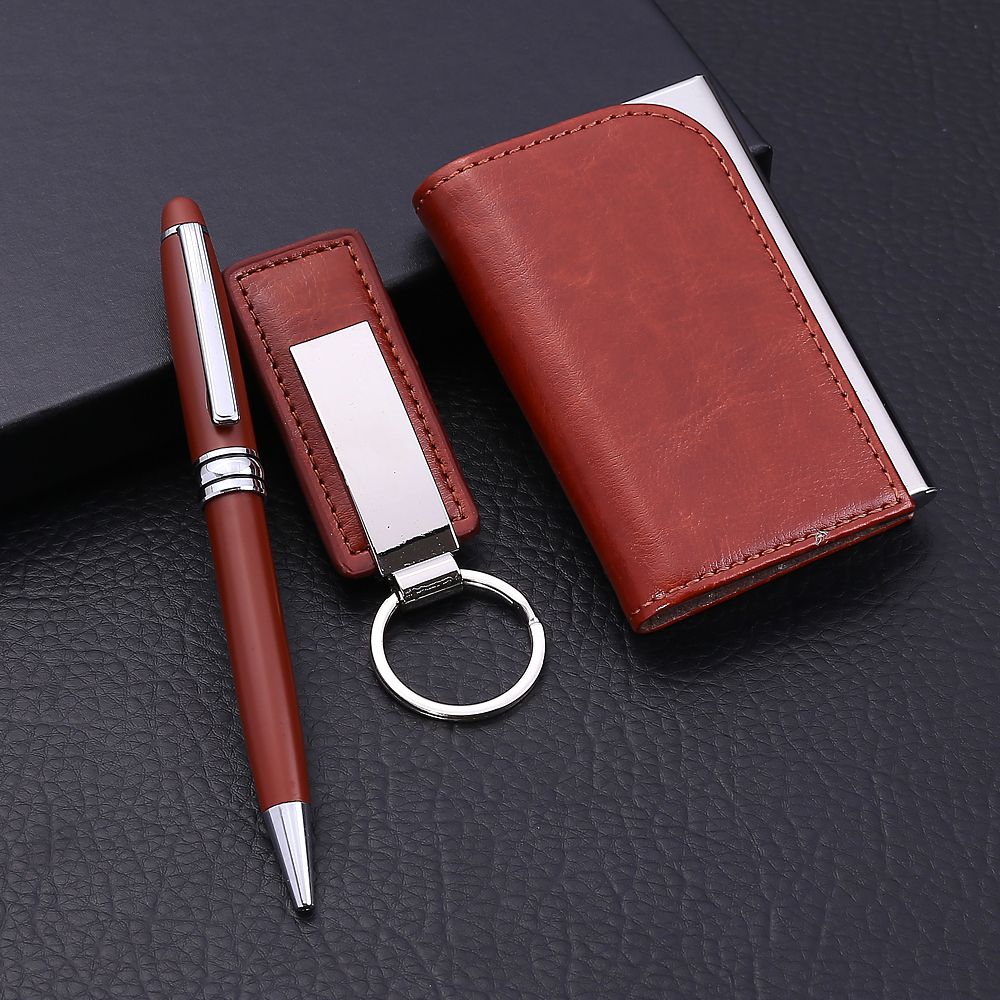 Venta directa de fábrica negocio de gran capacidad titular llavero negocio firma pluma tarjeta de visita caja de regalo set Specification image