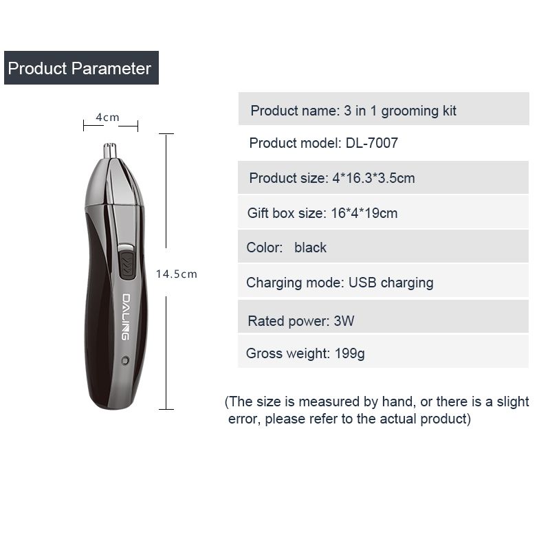 DALING Electric Nose Hair Trimmer Daling 7007, multi-functional sideburns and eyebrow trimmer for cross-border use Application Scenario