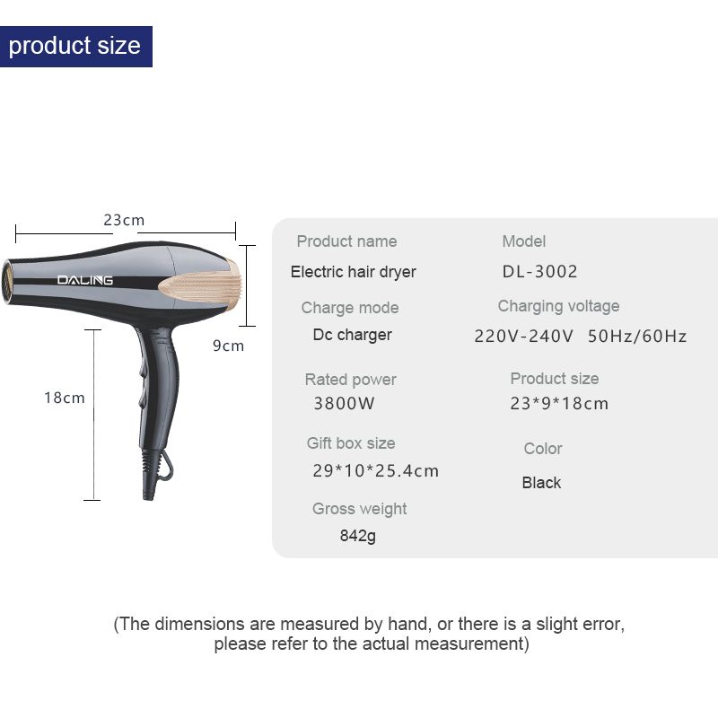 DALING-3002 hair dryer, high-power hair dryer, household cold and hot air hair dryer, wholesale cross-border Item Picture
