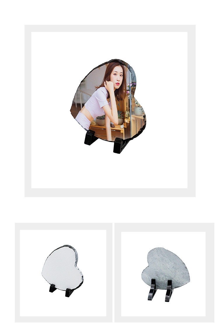 Heart-shaped lithograph, SLATE painting, photo frame, consumables, natural stone, heat transfer, glossy and matte lithograph, MK-59 60 61 detail image 3