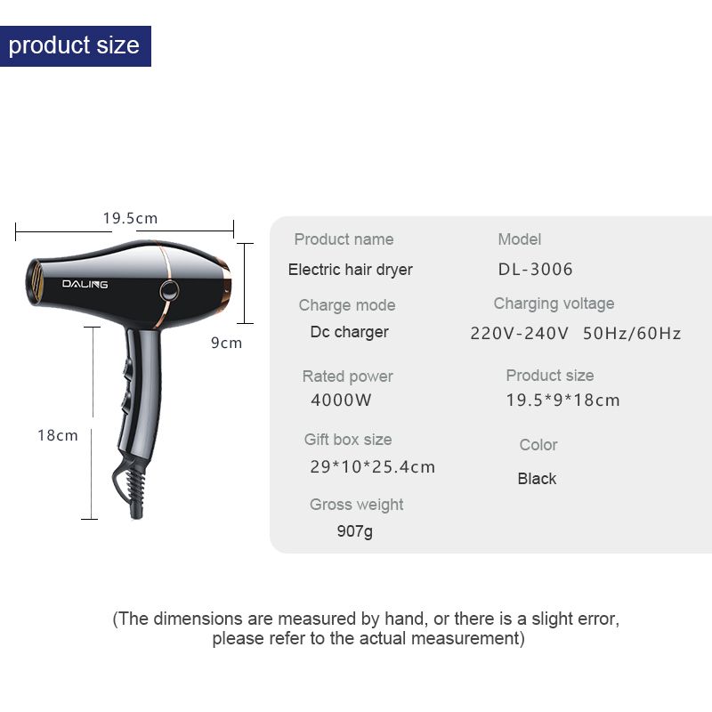 Daling DL-3006 hair dryer, high-power hair dryer, household cold and hot air hair dryer, wholesale cross-border Item Picture