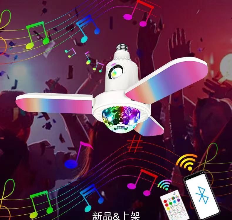 LED舞台灯蓝牙音响三叶小魔球遥控七彩家用白光照明灯 详情图1