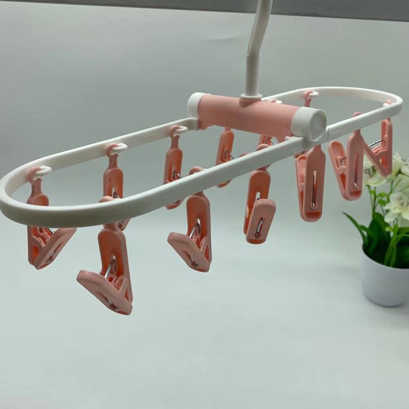 12夹塑料椭圆折叠晒衣架衣服夹子防风多用衣服架学生衣架旅行衣架详情2