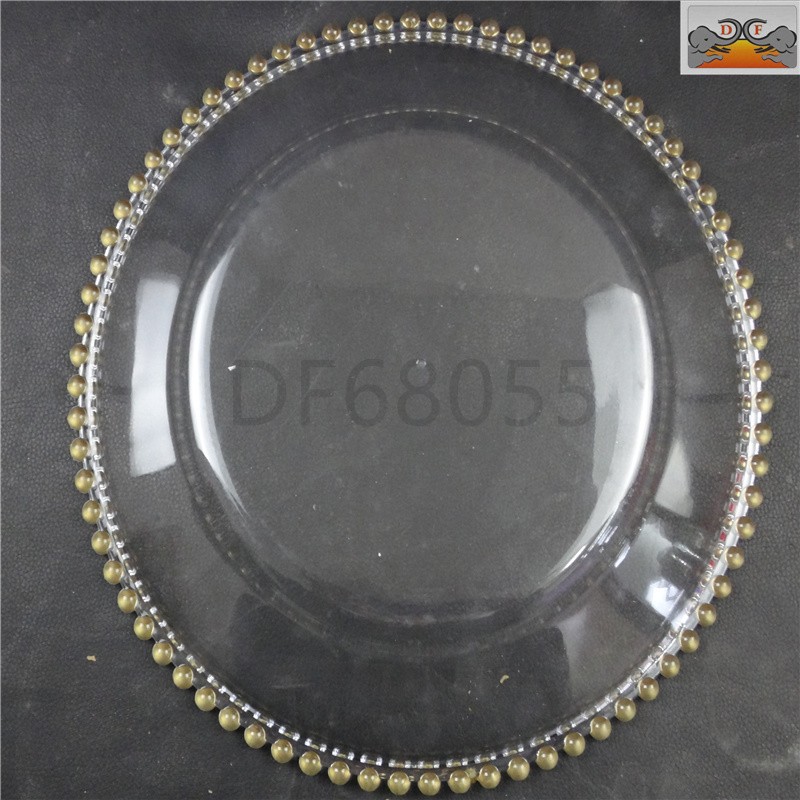 DF68055 珍珠盘玻璃餐盘创意金边珠珠玻璃盘子 水果盘点心盘北欧风餐盘 DF Trading House详情2