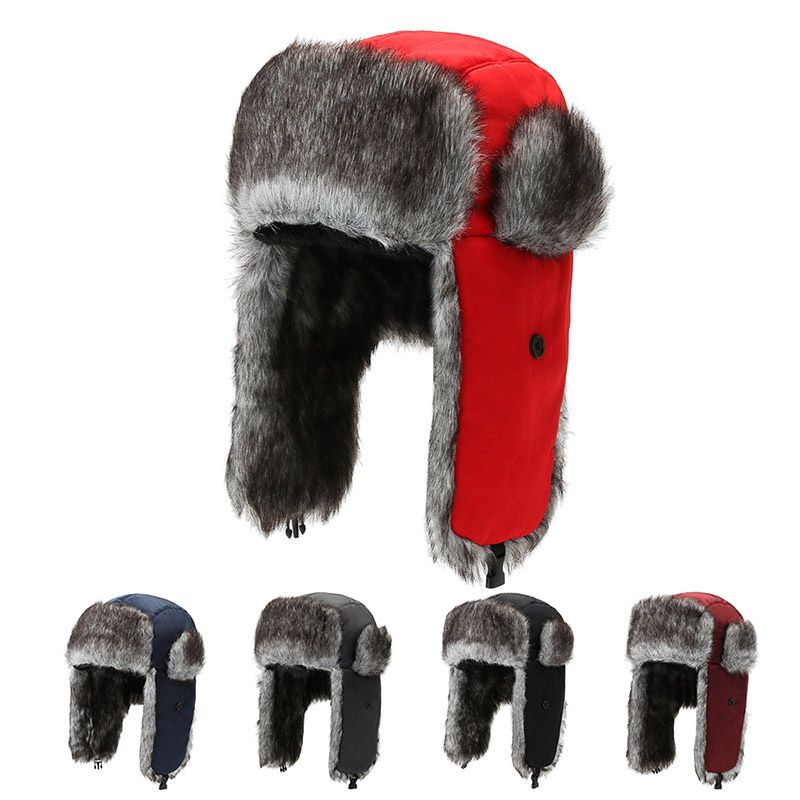 Autumn And Winter New Men And Women With Velvet Lei Feng Hat Outdoor Riding Cold Ear Warm Windproof Visor Cotton Hat