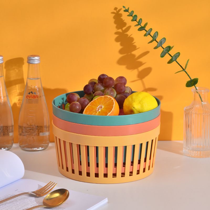 Hollowed-out fruit basket, draining water basket, household water fruit basket, large fruit plate, creative living room fruit basket, kitchen vegetable washing basket Item Picture