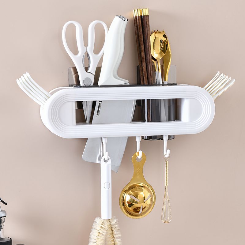 Hole-free kitchen storage rack, wall-mounted multi-functional chopstick and knife rack, a comprehensive collection of household wall products, storage and hanging rack full figure