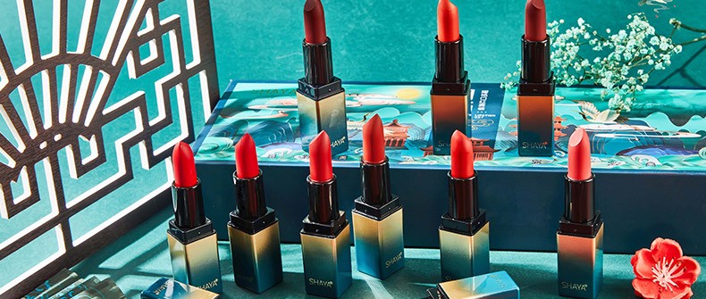 The live-streaming of SHAYA's Chinese-style trendy lipstick set features a ten-color makeup and a gift box with a matte finish that won't fade detail image 1