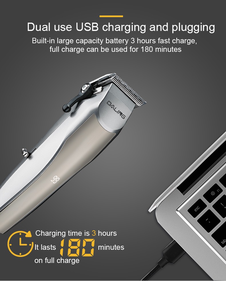 DALING-1219 Household LED digital display electric hair clipper, rechargeable electric clipper, USB rechargeable electric clipper, wholesale of special hair trimmers for household hair salons, cross-border detail image 5