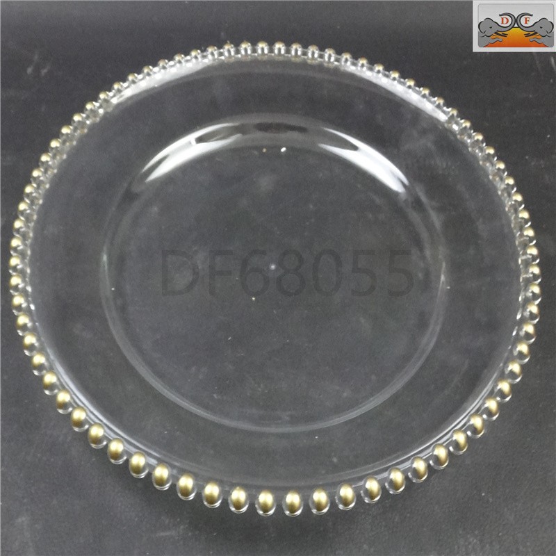 DF68055 珍珠盘玻璃餐盘创意金边珠珠玻璃盘子 水果盘点心盘北欧风餐盘 DF Trading House详情1
