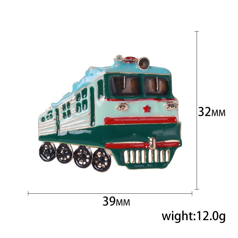 新款小众设计合金珐琅绿皮火车胸针时尚百搭男士服饰胸花饰品别针详情图3