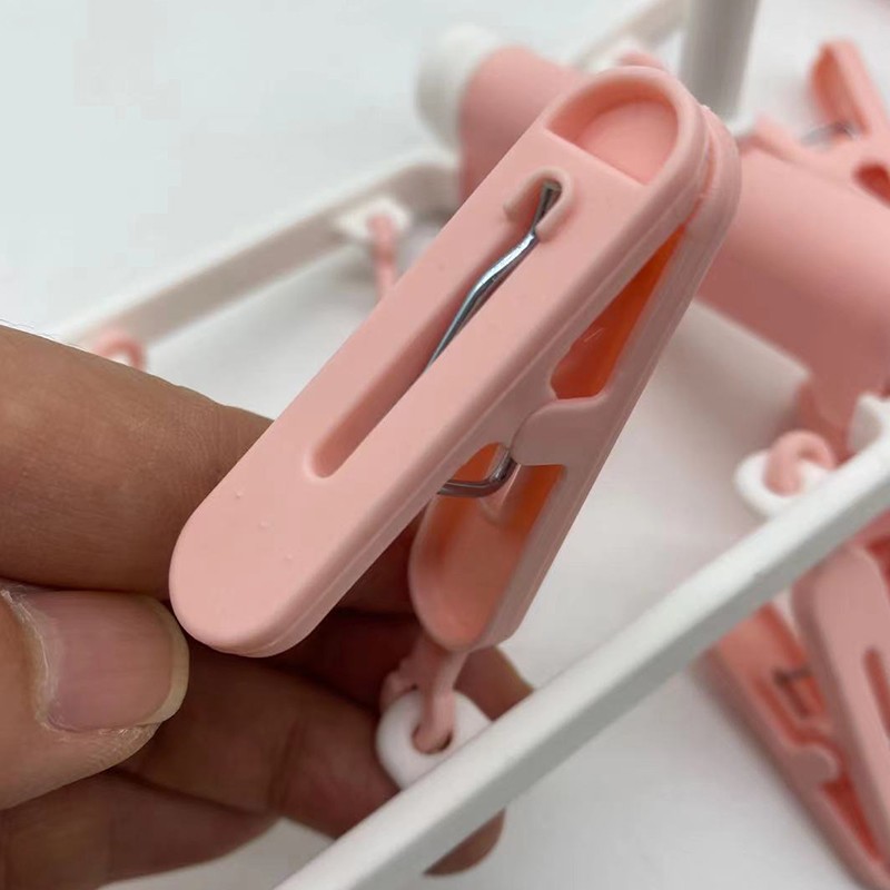 12夹塑料椭圆折叠晒衣架衣服夹子防风多用衣服架学生衣架旅行衣架详情4