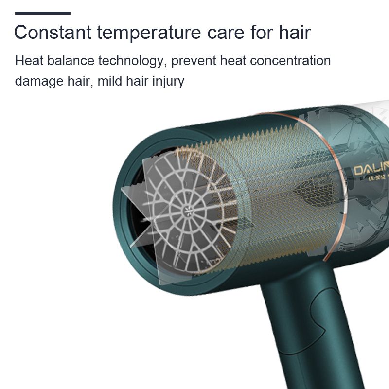DALING-3012 hair dryer, household blue light negative ion hair care hair dryer, foldable and portable, 1400W high-power constant-temperature quick-drying cold and hot air dryer, wholesale for export details Picture