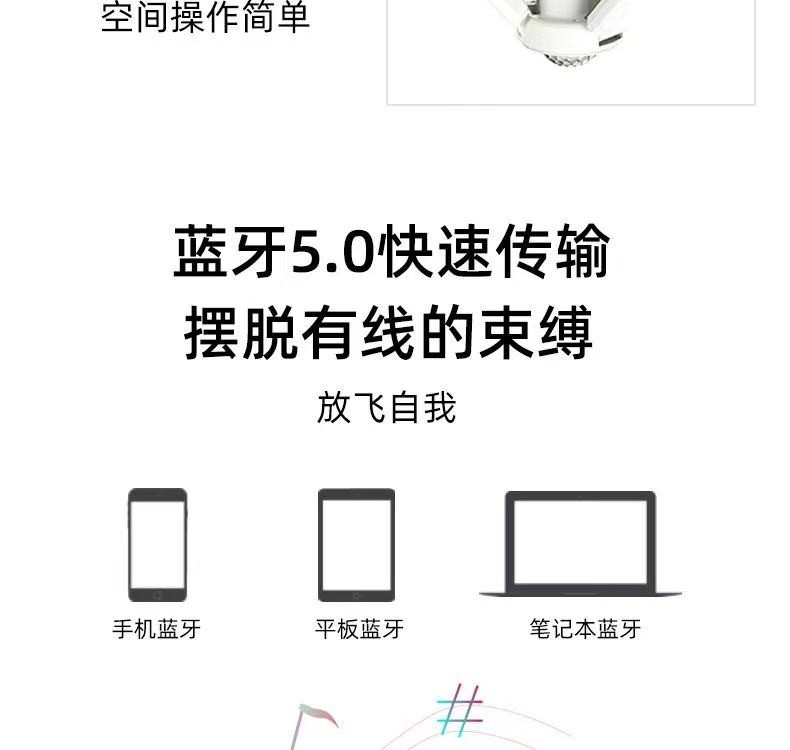 LED舞台灯蓝牙音响三叶小魔球遥控七彩家用白光照明灯 详情图14