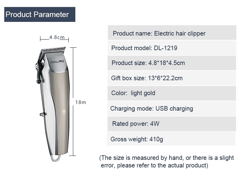 DALING-1219 Household LED digital display electric hair clipper, rechargeable electric clipper, USB rechargeable electric clipper, wholesale of special hair trimmers for household hair salons, cross-border detail image 13