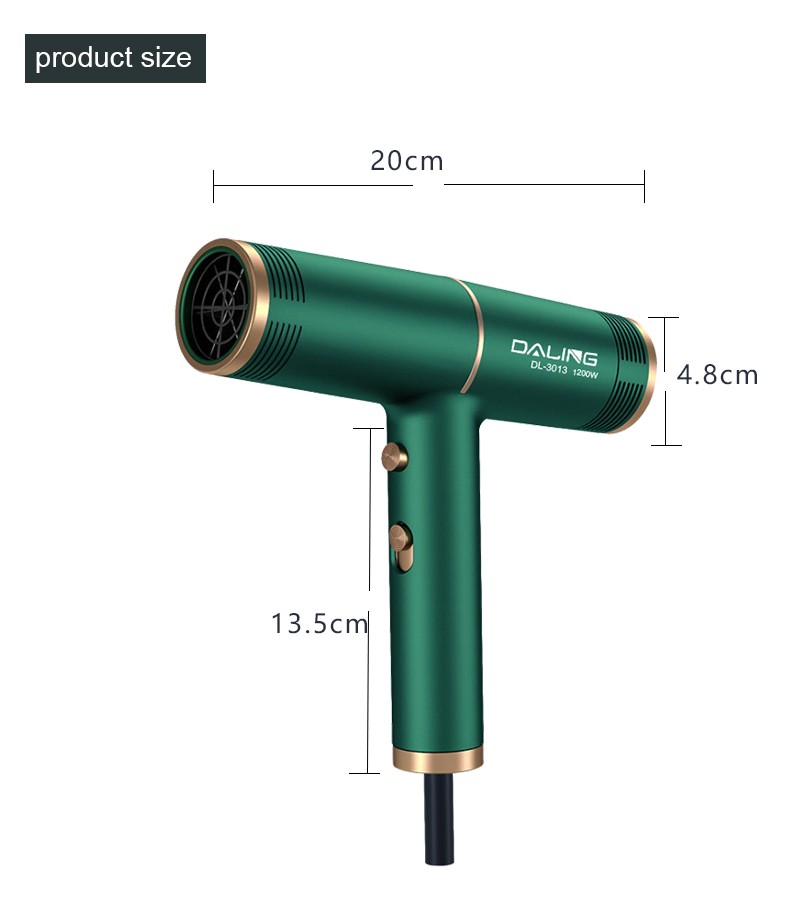 DALING-3013 hair dryer for household use, blue light negative ion hair care, long tube air outlet, dual concentrated air outlet, 1200W high power, constant temperature, quick drying, cold and hot air, wholesale for export detail image 12