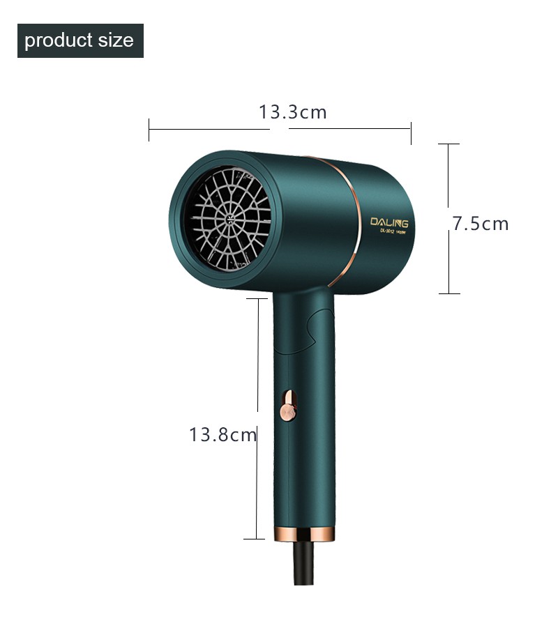 DALING-3012 hair dryer, household blue light negative ion hair care hair dryer, foldable and portable, 1400W high-power constant-temperature quick-drying cold and hot air dryer, wholesale for export pic 12