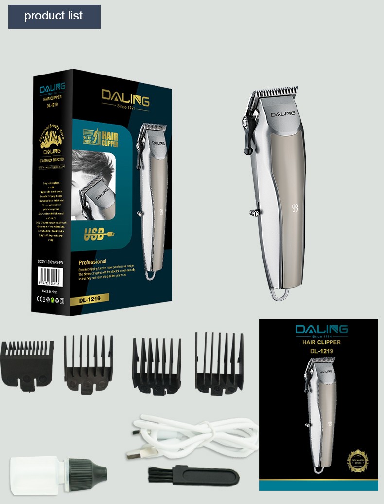 DALING-1219 Household LED digital display electric hair clipper, rechargeable electric clipper, USB rechargeable electric clipper, wholesale of special hair trimmers for household hair salons, cross-border detail image 14